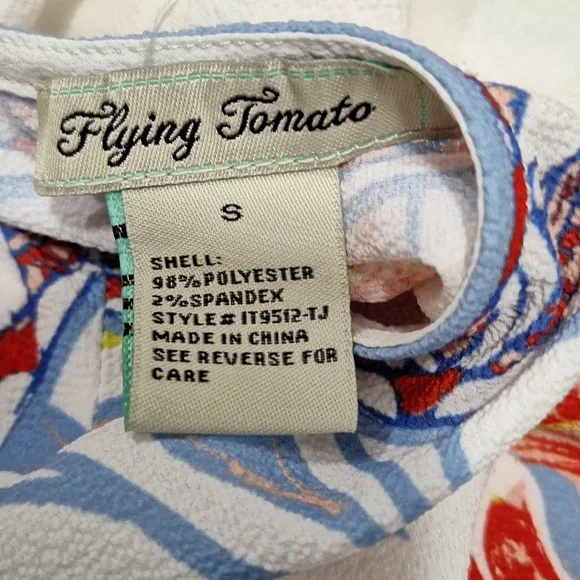 Flying Tomato cold shoulder blouse top - short sleeve - S white floral - Picture 7 of 7